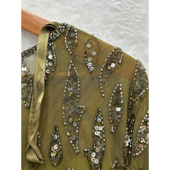 NWT Mac Duggal 5124 Women's Olive Green Beaded Long Sleeve Evening Gown Size 20 - Picture 6 of 16